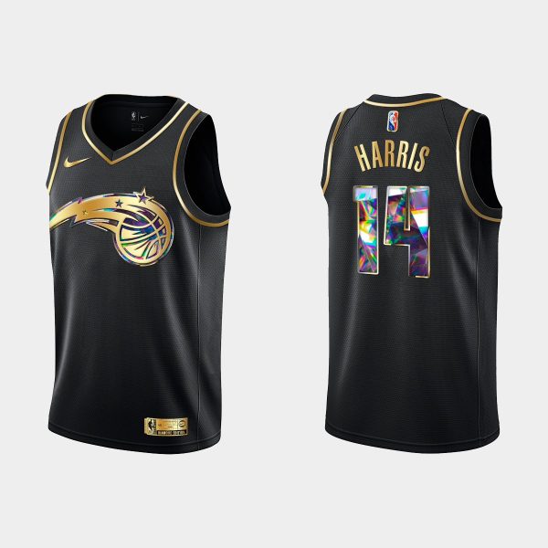Men Orlando Magic #14 Gary Harris 2021-22 NBA Golden Edition 75th Anniversary Black Jersey