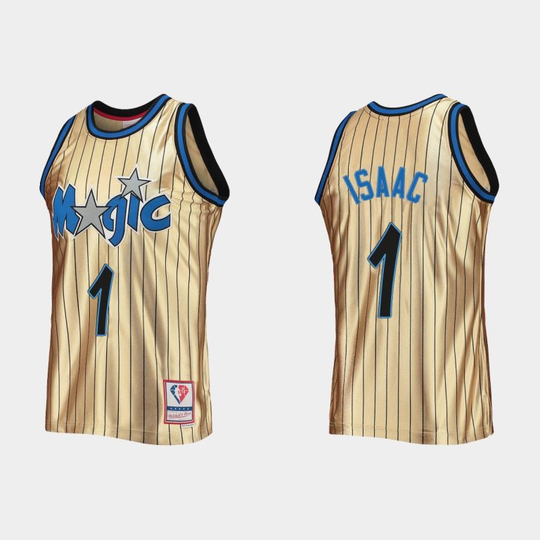 Men Orlando Magic NBA 75th Anniversary #1 Jonathan Isaac HWC Limited Gold Jersey