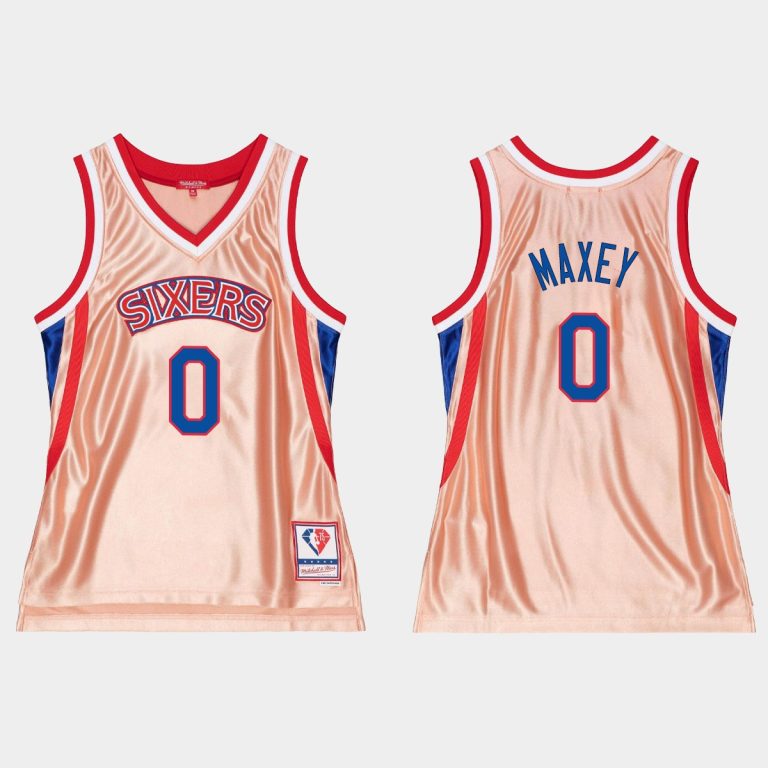 Men Philadelphia 76ers #0 Tyrese Maxey 75th Anniversary Rose Gold Jersey Men's