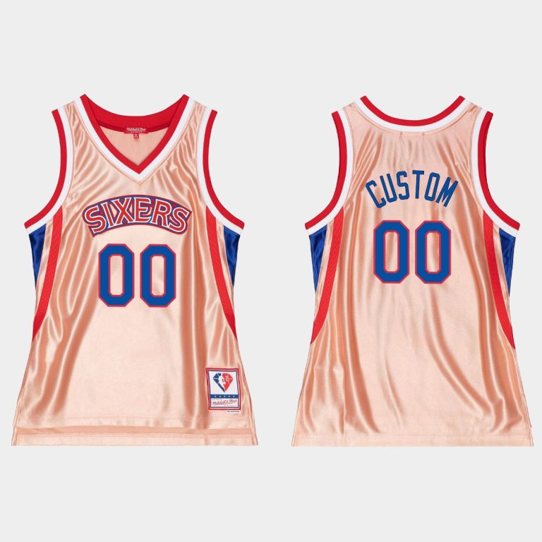 Men Philadelphia 76ers #00 Custom 75th Anniversary Rose Gold Jersey Men's