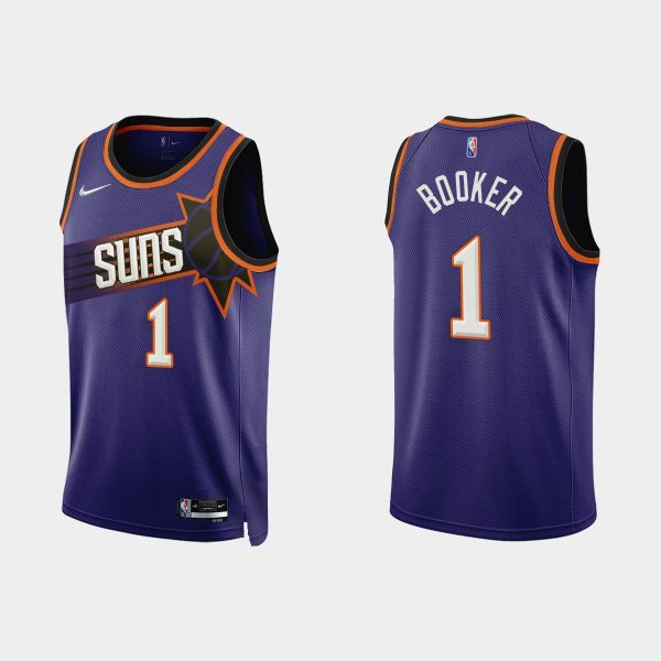 Men Phoenix Suns #1 Devin Booker 2022-23 Icon Edition Purple Jersey