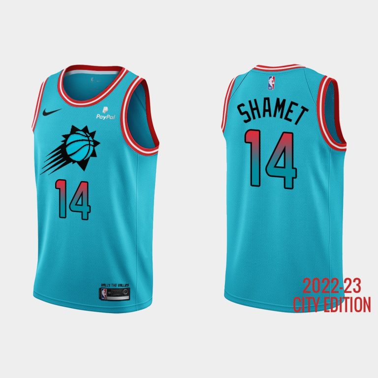 Men Phoenix Suns #14 Landry Shamet 2022-23 City Edition Blue Jersey