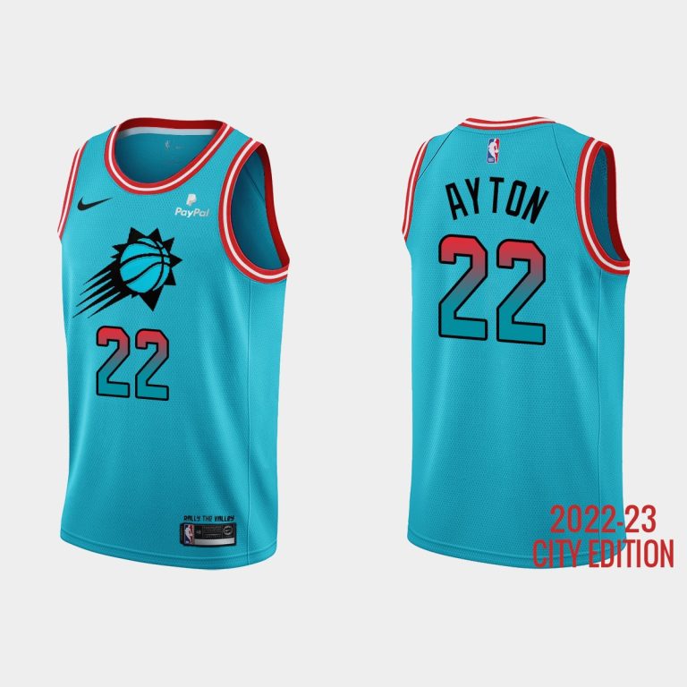 Men Phoenix Suns #22 Deandre Ayton 2022-23 City Edition Blue Jersey