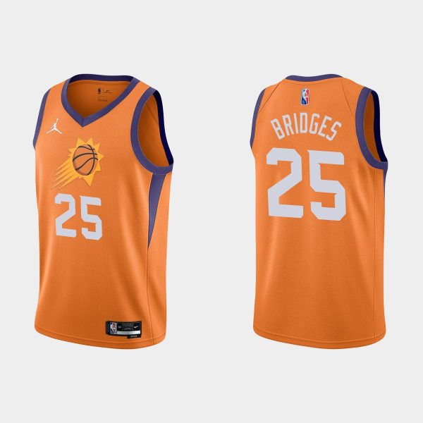 Men Phoenix Suns #25 Mikal Bridges 2021-22 NBA 75th Anniversary Statement Orange Jersey