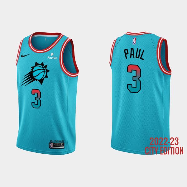 Men Phoenix Suns #3 Chris Paul 2022-23 City Edition Blue Jersey
