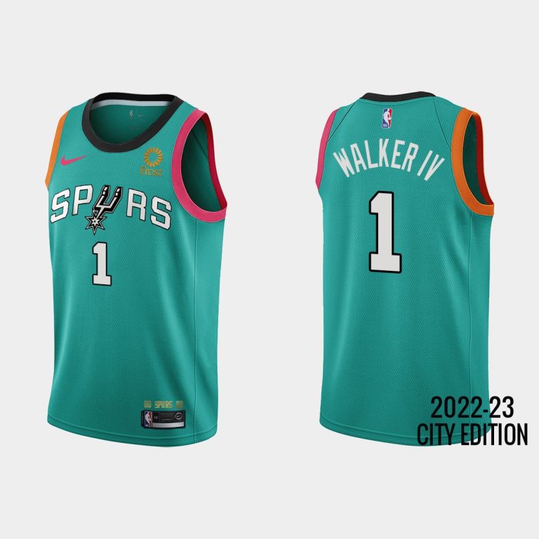 Men San Antonio Spurs #1 Lonnie Walker IV 2022-23 City Edition Teal Jersey