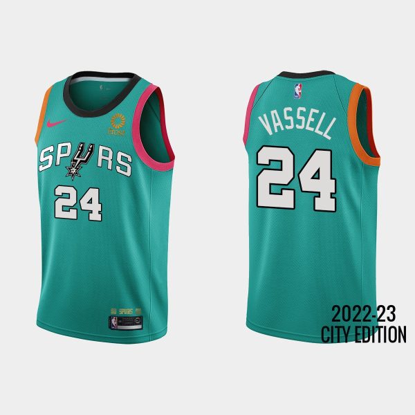 Men San Antonio Spurs #24 Devin Vassell 2022-23 City Edition Teal Jersey