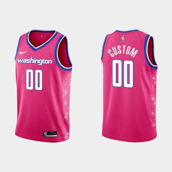 Men Washington Wizards #00 Custom 2022-23 Cherry Blossom City Pink Jersey