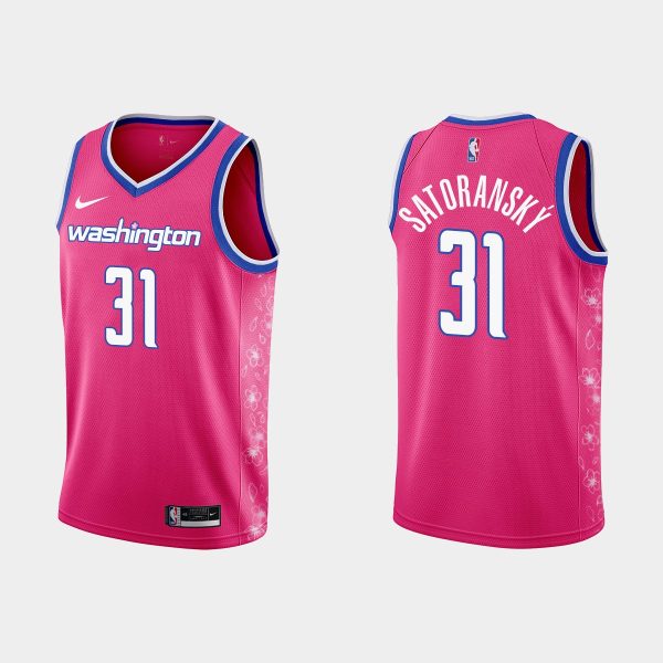 Men Washington Wizards #31 Tomas Satoransky 2022-23 Cherry Blossom City Pink Jersey