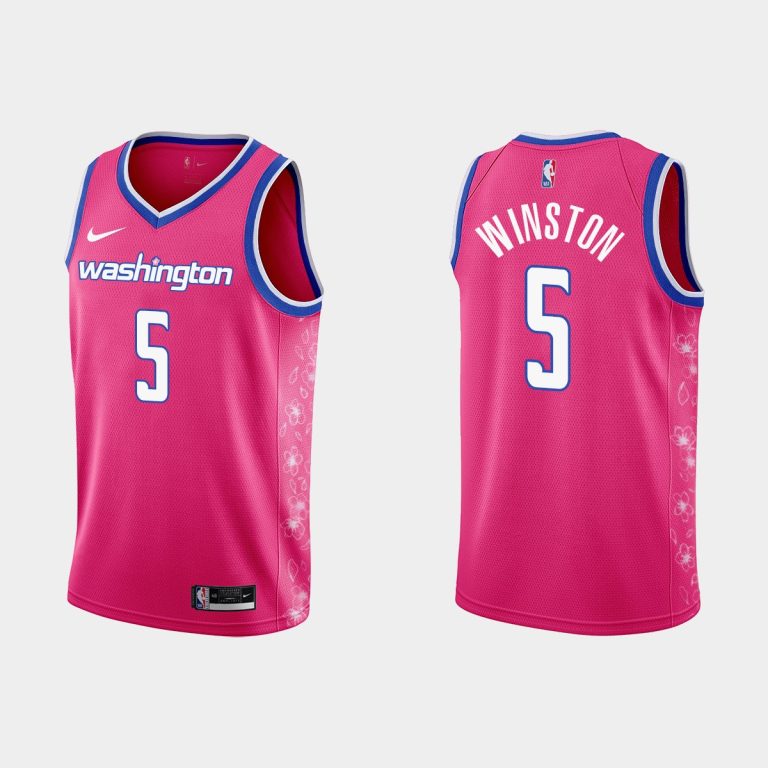 Men Washington Wizards #5 Cassius Winston 2022-23 Cherry Blossom City Pink Jersey