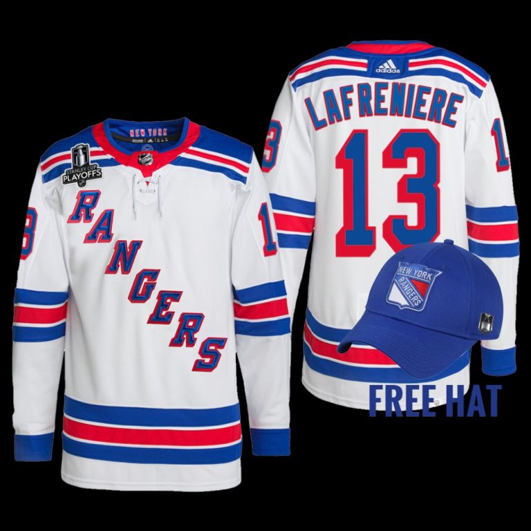 Men 2022 Metropolitan Division Champions New York Rangers Alexis Lafreniere Jersey Primegreen White #13 Uniform