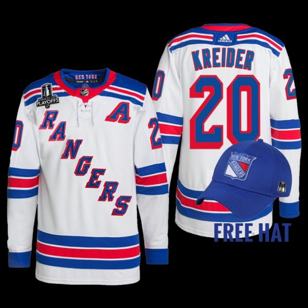 Men 2022 Metropolitan Division Champions New York Rangers Chris Kreider Jersey Primegreen White #20 Uniform