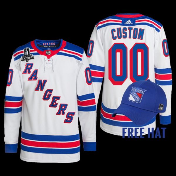 Men 2022 Metropolitan Division Champions New York Rangers Custom Jersey Primegreen White #00 Uniform