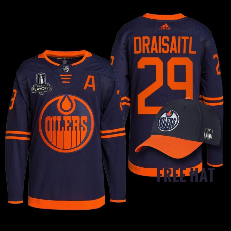 Men 2022 Pacific Conference Champions Edmonton Oilers Leon Draisaitl Jersey Navy #29 Uniform