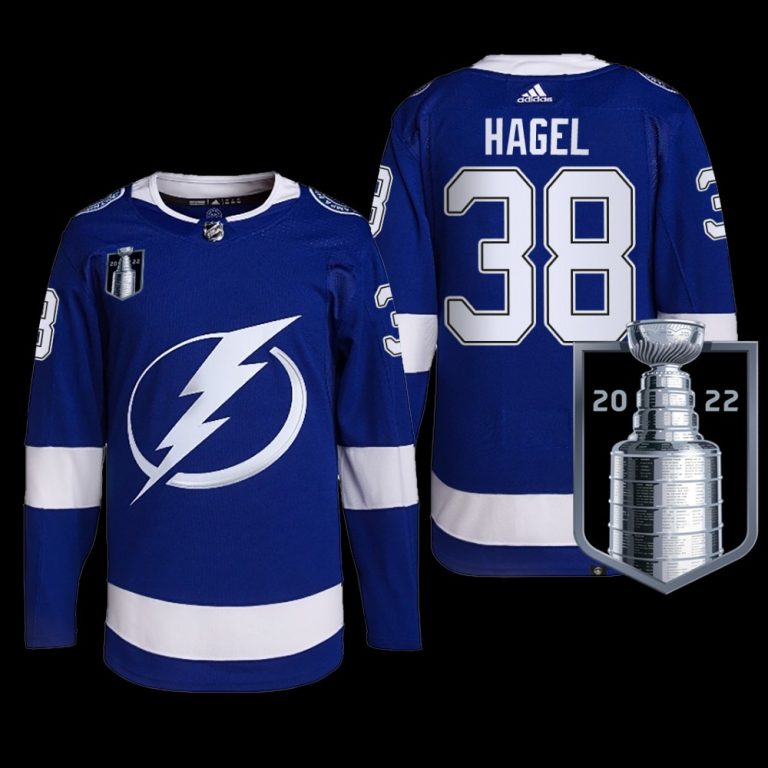 Men 2022 Stanley Cup Final Tampa Bay Lightning Brandon Hagel Jersey Primegreen Blue #38 Uniform