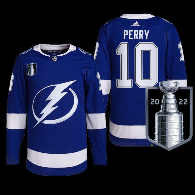 Men 2022 Stanley Cup Final Tampa Bay Lightning Corey Perry Jersey Primegreen Blue #10 Uniform