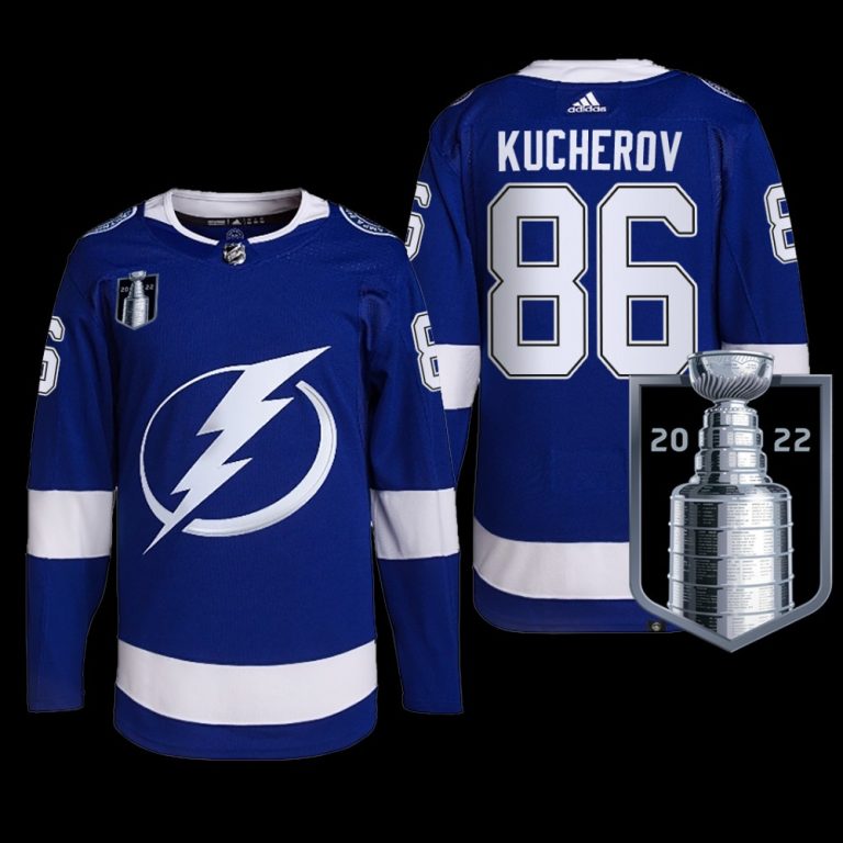 Men 2022 Stanley Cup Final Tampa Bay Lightning Nikita Kucherov Jersey Primegreen Blue #86 Uniform