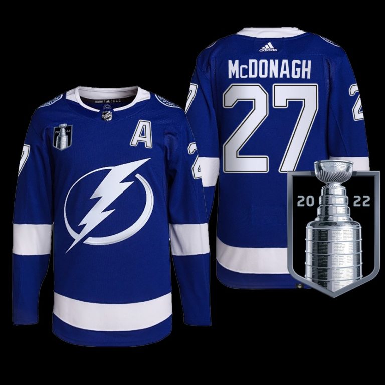 Men 2022 Stanley Cup Final Tampa Bay Lightning Ryan McDonagh Jersey Primegreen Blue #27 Uniform