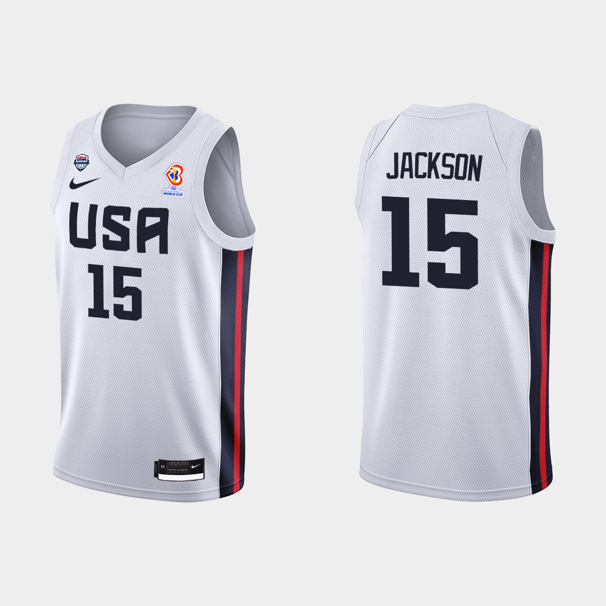 Men 2023 FIBA Basketball World Cup USA Team Justin Jackson White Jersey ...