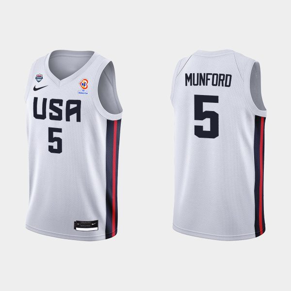 Men 2023 FIBA Basketball World Cup USA Team Xavier Munford White Jersey