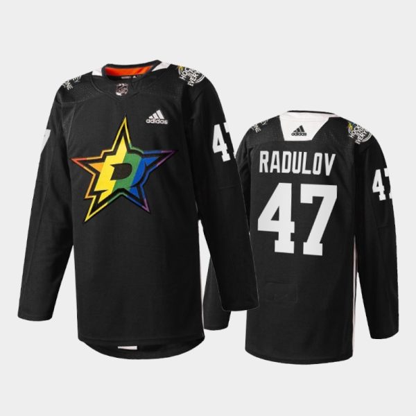Men Alexander Radulov Dallas Stars Pride Night 2022 Jersey Black #47 Warmup