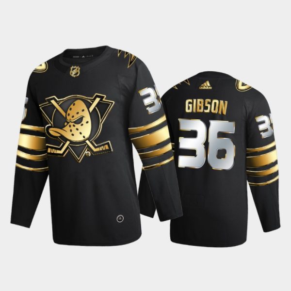 Men Anaheim Ducks John Gibson #36 2020-21 Golden Edition Black Limited Jersey