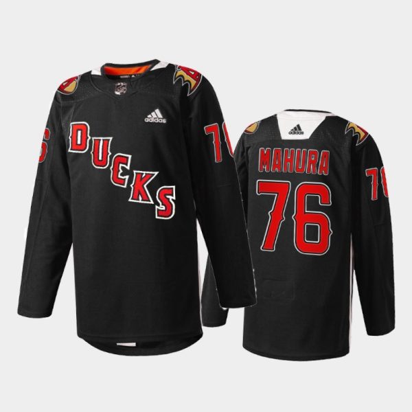 Men Anaheim Ducks Josh Mahura #76 2022 Angels Night Jersey Black Practice