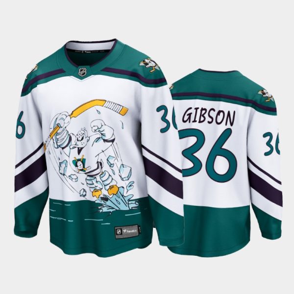 Men Anaheim Ducks john gibson #36 Reverse Retro White Special Edition Jersey