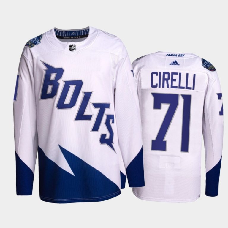 Men Anthony Cirelli Lightning 2022 Stadium Series Jersey #71 Primegreen White Uniform