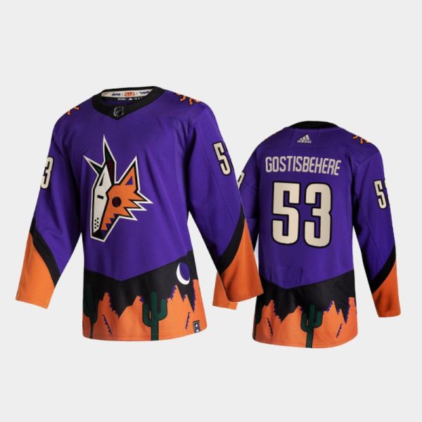 Men Arizona Coyotes #53 Shayne Gostisbehere 2021 Reverse Retro Purple Special Edition Jersey