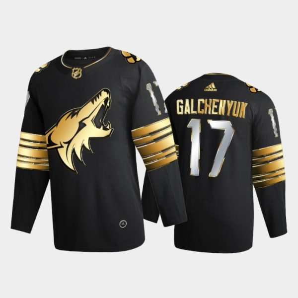 Men Arizona Coyotes Alex Galchenyuk #17 Golden Edition 2021-22 Black Jersey