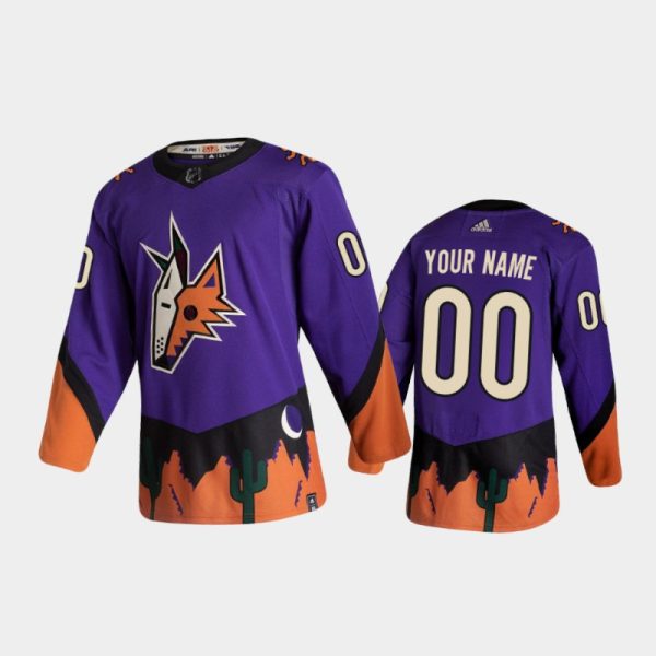 Men Arizona Coyotes Custom #00 Reverse Retro 2020-21 Purple Jersey