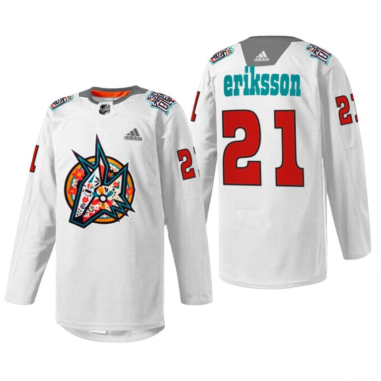 Men Arizona Coyotes Loui Eriksson #21 Los Yotes Night Jersey White Warmup