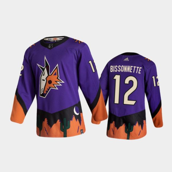 Men Arizona Coyotes Paul Bissonnette #12 Reverse Retro 2020-21 Purple Jersey