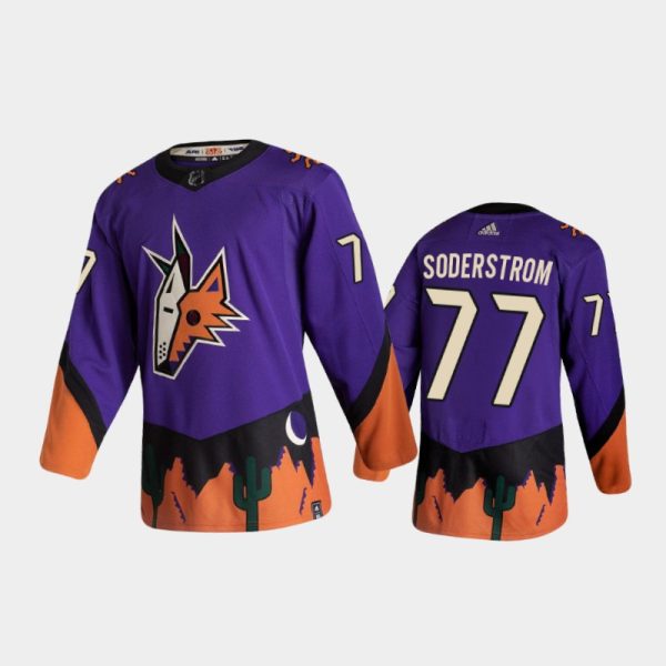 Men Arizona Coyotes Victor Soderstrom #77 Reverse Retro 2020-21 Purple Jersey