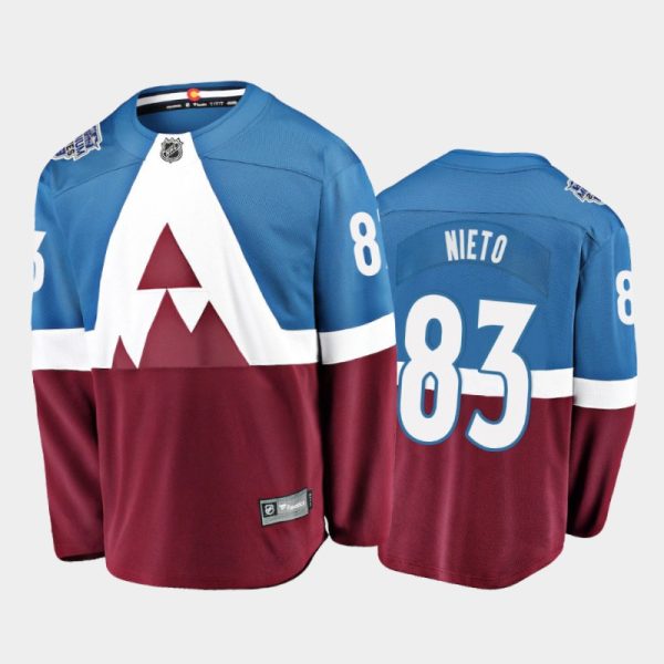 Men Avalanche Matt Nieto #83 2020 Stadium Series Breakaway Player Blue Burgundy Jersey