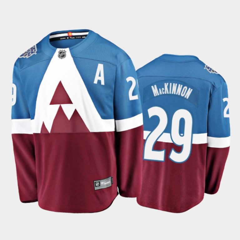 Men Avalanche Nathan MacKinnon #29 2020 Stadium Series Breakaway Player Blue Burgundy Jersey