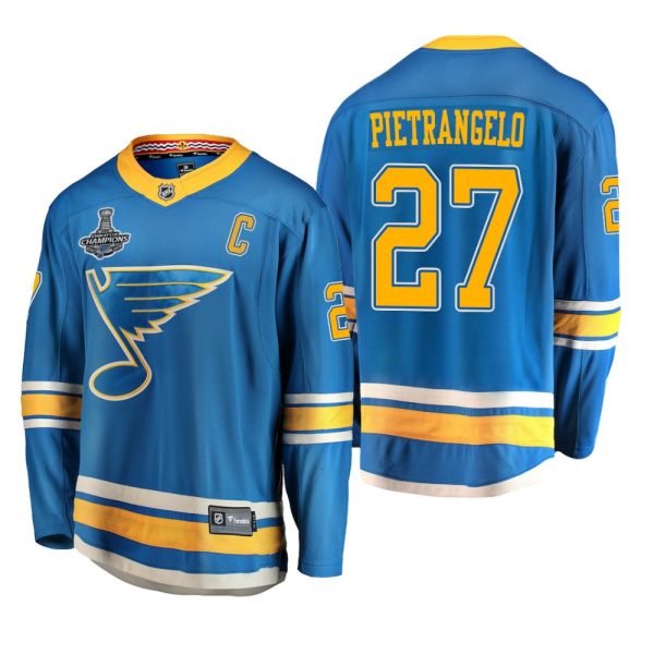 Men Blues Alex Pietrangelo #27 2019 Stanley Cup Champions Alternate Blue Jersey -