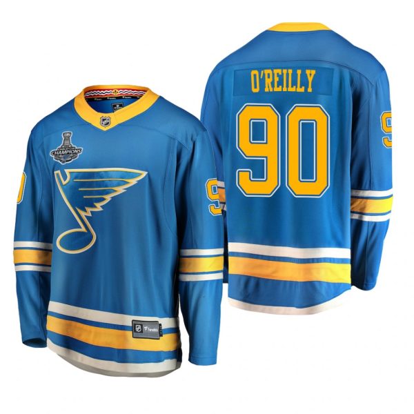 Men Blues Ryan O'Reilly #90 2019 Stanley Cup Champions Alternate Blue Jersey -