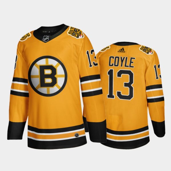 Men Boston Bruins Charlie Coyle #13 2021 Reverse Retro Gold Jersey