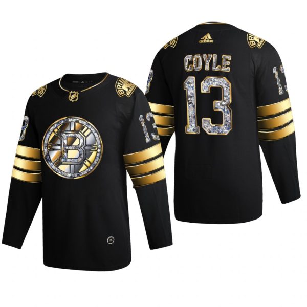 Men Boston Bruins Charlie Coyle #13 Diamond Edition 2022 Stanley Cup Playoffs Black Jersey