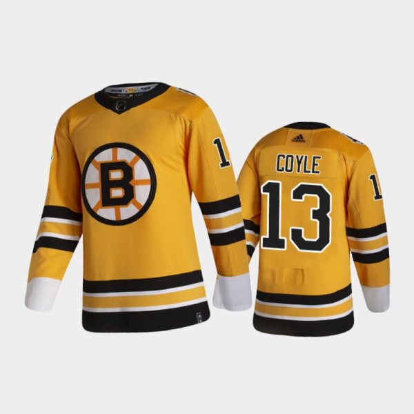 Men Boston Bruins Charlie Coyle #13 Reverse Retro 2020-21 Gold Special Edition Pro Jersey