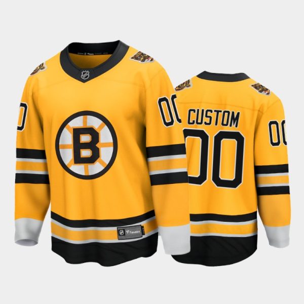 Men Boston Bruins Custom #00 Reverse Retro Gold Special Edition Jersey