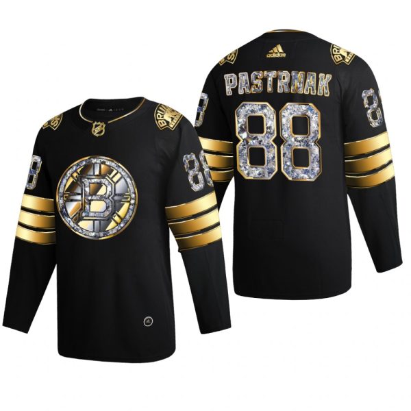 Men Boston Bruins David Pastrnak #88 Diamond Edition 2022 Stanley Cup Playoffs Black Jersey