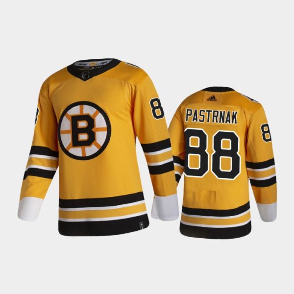Men Boston Bruins David Pastrnak #88 Reverse Retro 2020-21 Gold Special Edition Pro Jersey