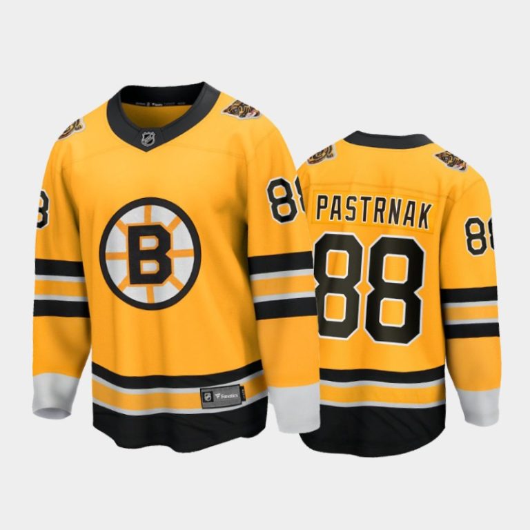 Men Boston Bruins David Pastrnak #88 Reverse Retro Gold 2020-21 Special Edition Jersey