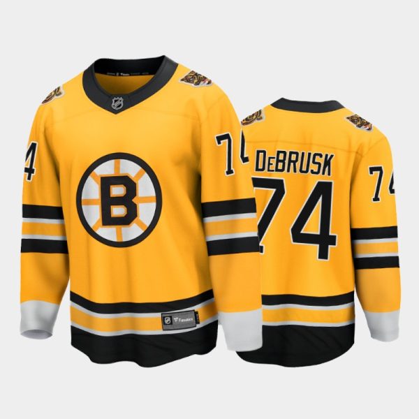 Men Boston Bruins Jake Debrusk #74 Reverse Retro Gold Special Edition Jersey