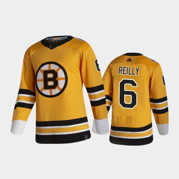 Men Boston Bruins Mike Reilly #6 Reverse Retro 2021 Gold Jersey
