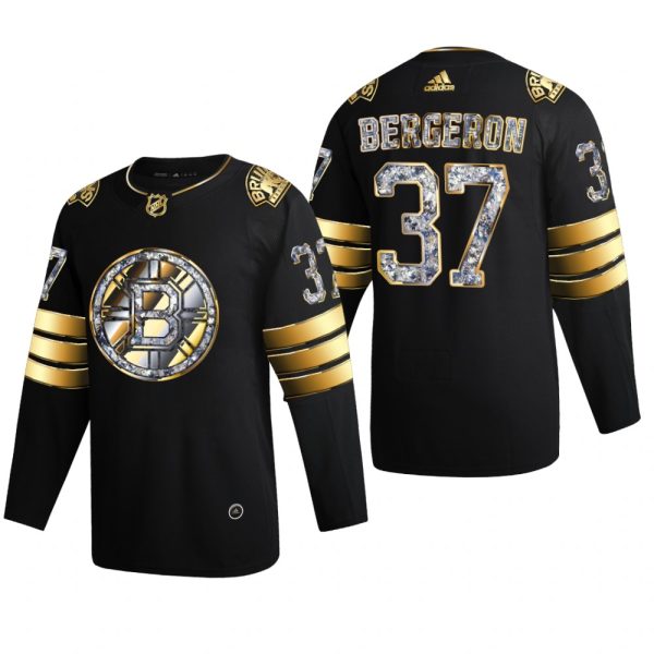 Men Boston Bruins Patrice Bergeron #37 Diamond Edition 2022 Stanley Cup Playoffs Black Jersey