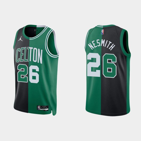 Men Boston Celtics #26 Aaron Nesmith Split Edition NBA 75th Black Green Jersey